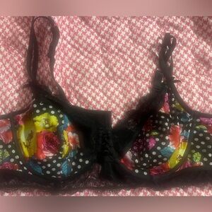 Betsy Johnson Torrid underwire Floral Polka Dot Lace Bra
